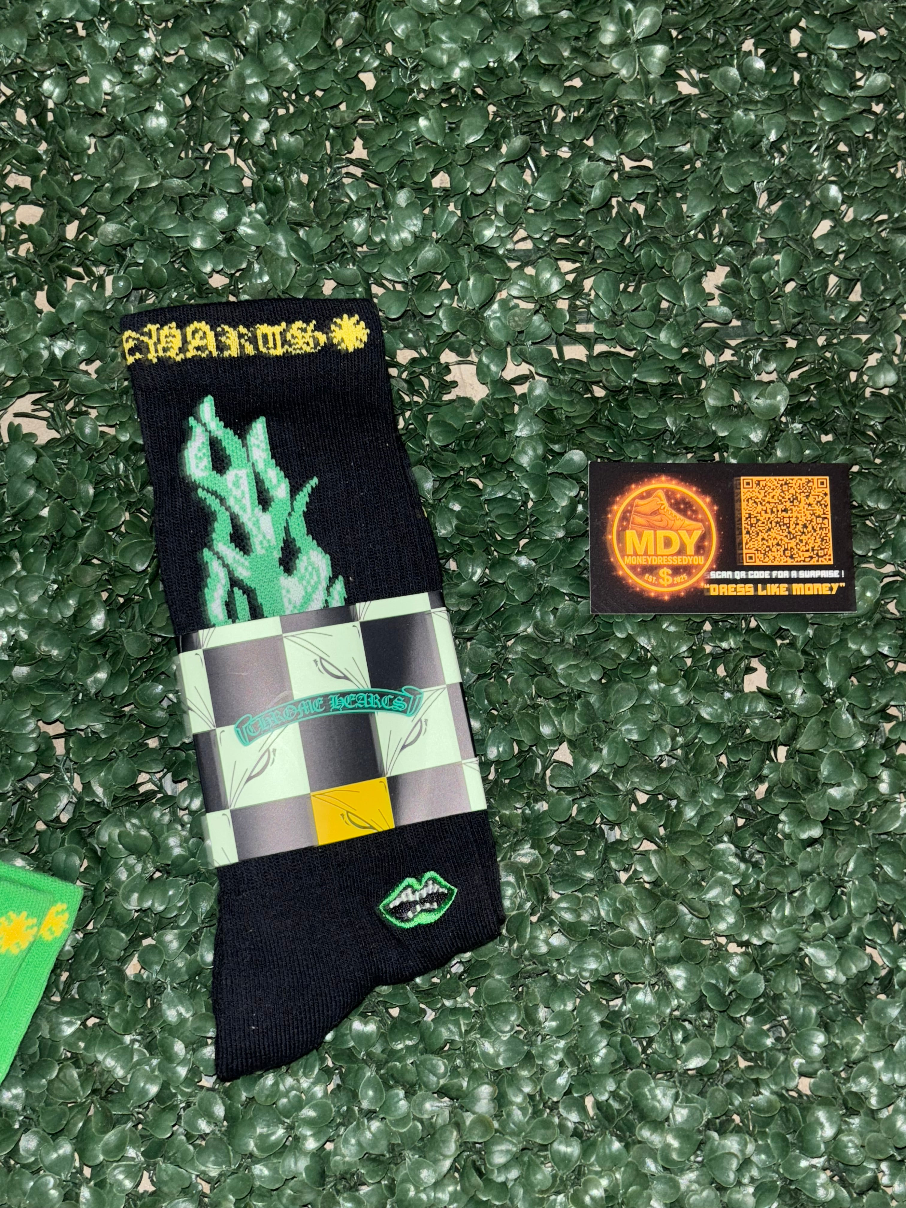 MDY GREEN&BLACK CHRME SOCKS